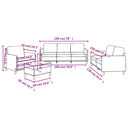 Set di Divani 4 pz con Cuscini Marrone in Tessuto - homemem39