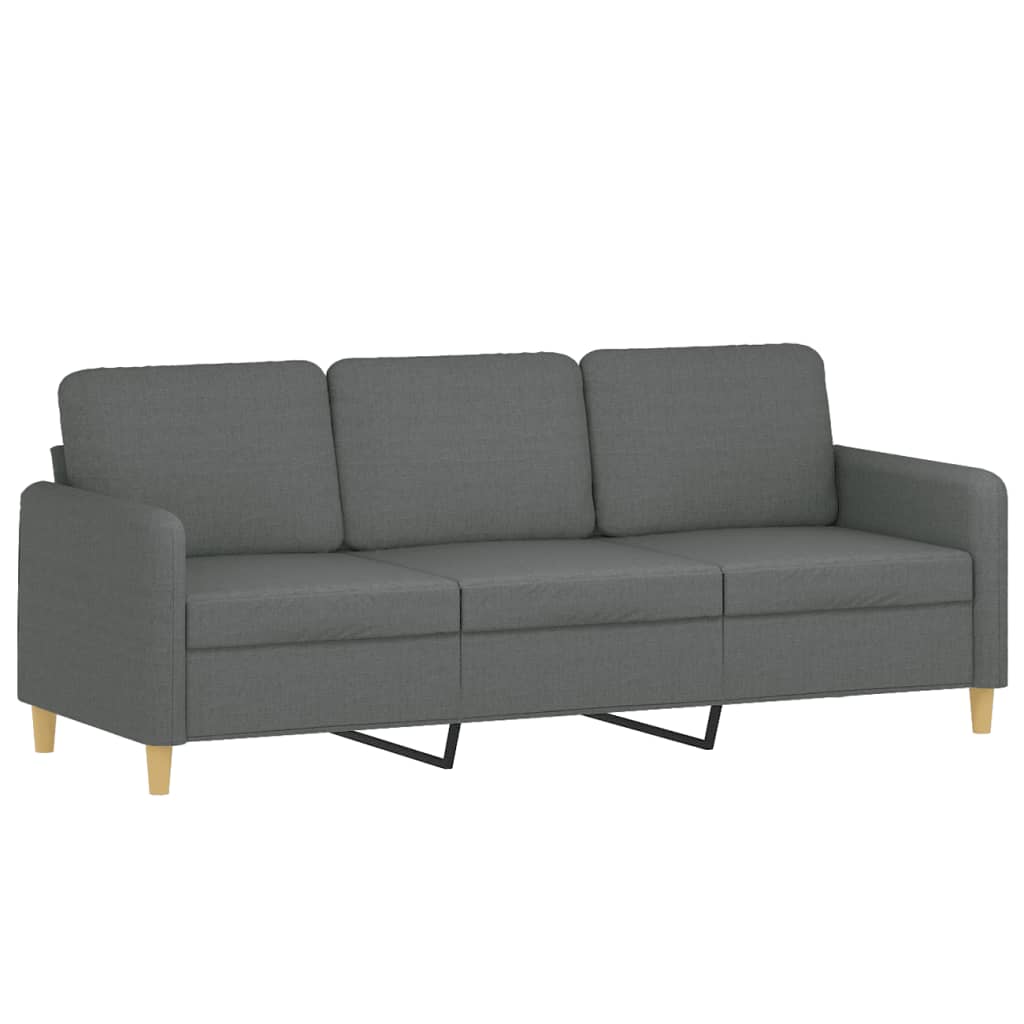Set di Divani 3 pz con Cuscini Grigio Scuro in Tessuto | homemem39