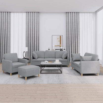 Set Divani 4 pz con Cuscini Grigio Chiaro in Tessuto | homemem39