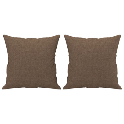 Set di Divani 4 pz con Cuscini Marrone in Tessuto