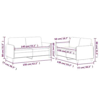 Set di Divani 2 pz con Cuscini Marrone in Tessuto | homemem39