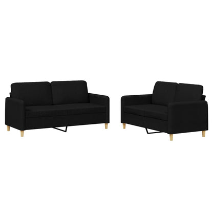 Set di Divani 2 pz con Cuscini Nero in Tessuto | homemem39