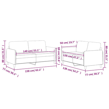 Set di Divani 2 pz con Cuscini Giallo Chiaro in Tessuto | homemem39
