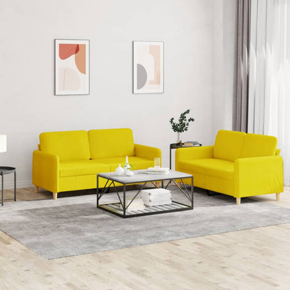 Set di Divani 2 pz con Cuscini Giallo Chiaro in Tessuto | homemem39