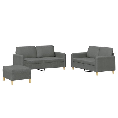 Set di Divani 3 pz con Cuscini Grigio Scuro in Tessuto | homemem39