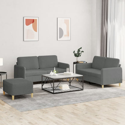 Set di Divani 3 pz con Cuscini Grigio Scuro in Tessuto | homemem39
