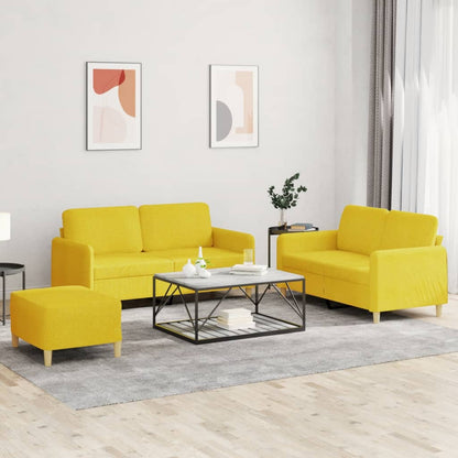Set di Divani 3 pz con Cuscini Giallo Chiaro in Tessuto | homemem39