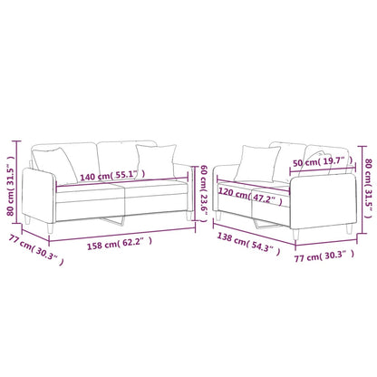 Set Divani 2 pz con Cuscini Grigio Chiaro in Tessuto | homemem39