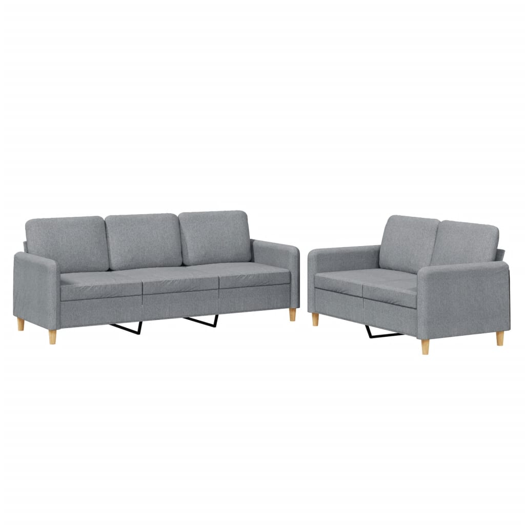 Set di Divani 2 pz con Cuscini Grigio Chiaro in Tessuto | homemem39