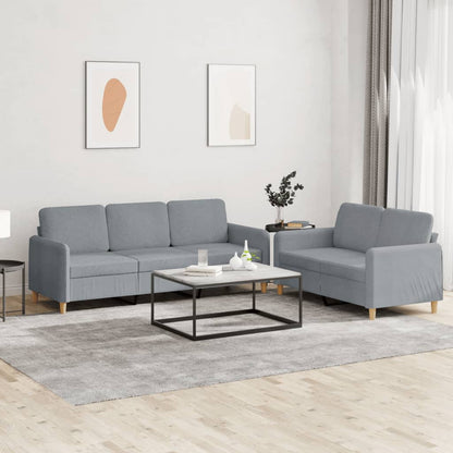 Set di Divani 2 pz con Cuscini Grigio Chiaro in Tessuto | homemem39