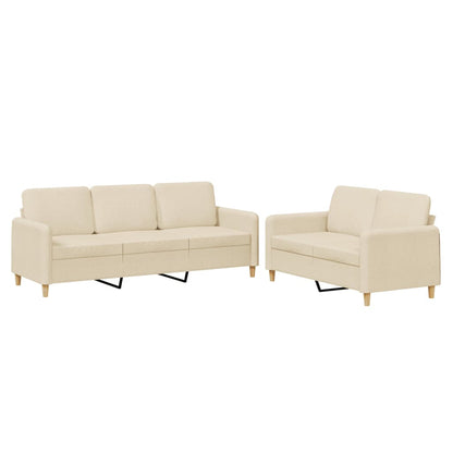 Set di Divani 2 pz con Cuscini Crema in Tessuto