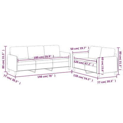 Set di Divani 2 pz con Cuscini Crema in Tessuto