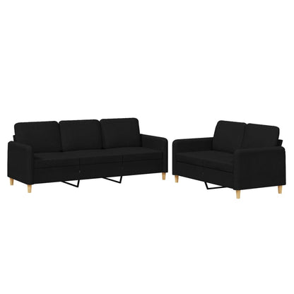 Set di Divani 2 pz con Cuscini Nero in Tessuto | homemem39