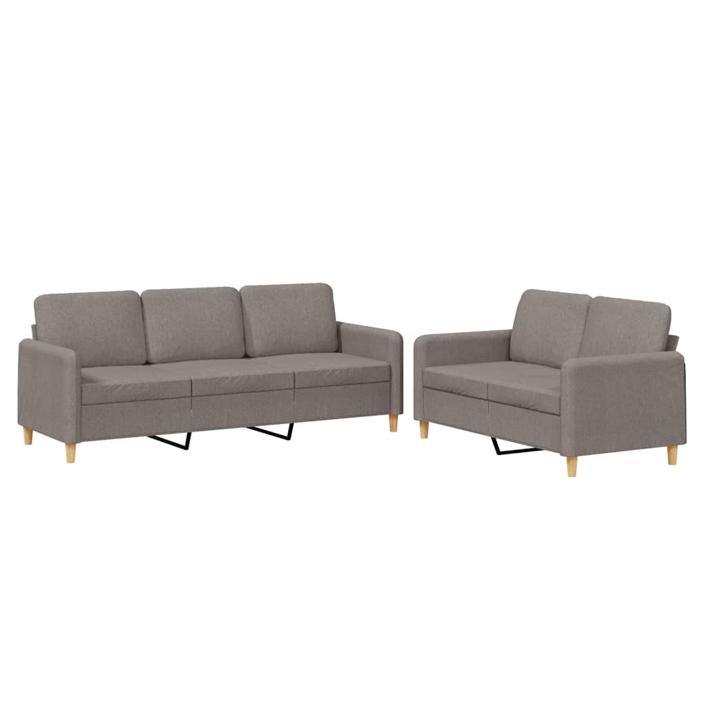 Set di Divani 2 pz con Cuscini Tortora in Tessuto | homemem39