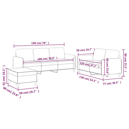 Set di Divani 3 pz con Cuscini Grigio Chiaro in Tessuto | homemem39