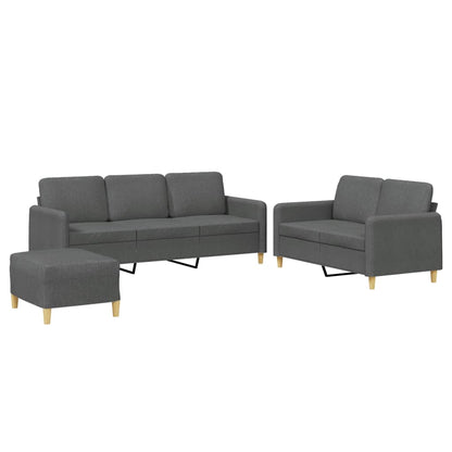 Set di Divani 3 pz con Cuscini Grigio Scuro in Tessuto | homemem39