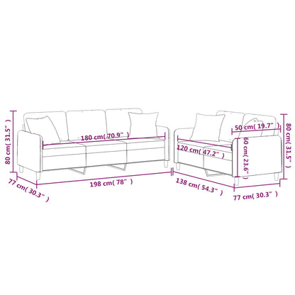 Set Divani 2 pz con Cuscini Crema in Tessuto