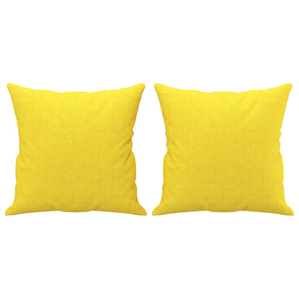 Set di Divani 2 pz con Cuscini Giallo Chiaro in Tessuto