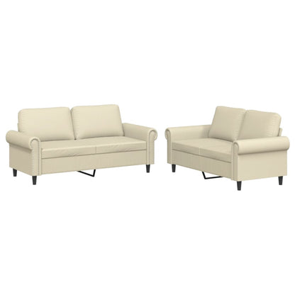 Set di Divani 2 pz con Cuscini crema in Similpelle | homemem39