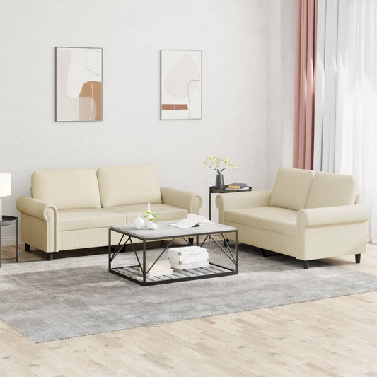 Set di Divani 2 pz con Cuscini crema in Similpelle | homemem39