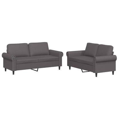 Set di Divani 2 pz con Cuscini Grigio in Similpelle | homemem39