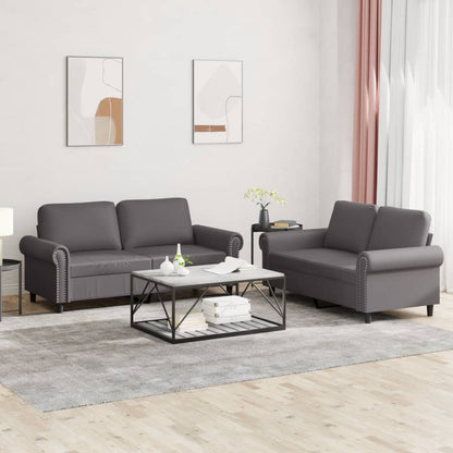 Set di Divani 2 pz con Cuscini Grigio in Similpelle | homemem39