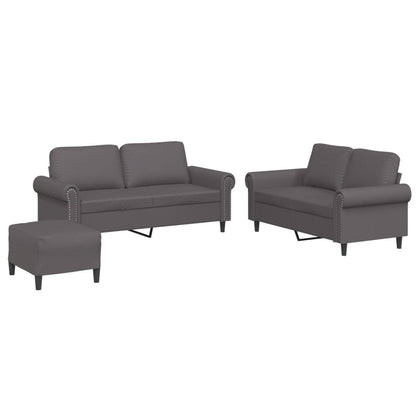 Set di Divani 3 pz con Cuscini Grigio in Similpelle | homemem39