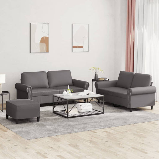 Set di Divani 3 pz con Cuscini Grigio in Similpelle | homemem39