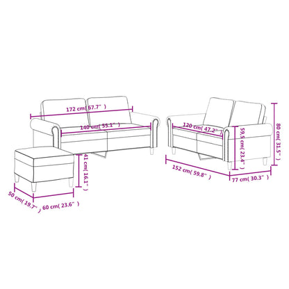 Set di Divani 3 pz con Cuscini cappuccino in Similpelle
