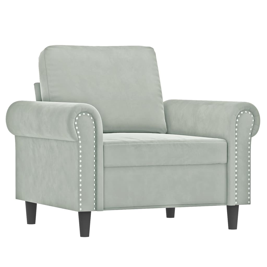 Set di Divani 3 pz con Cuscini Grigio Chiaro in Velluto | homemem39