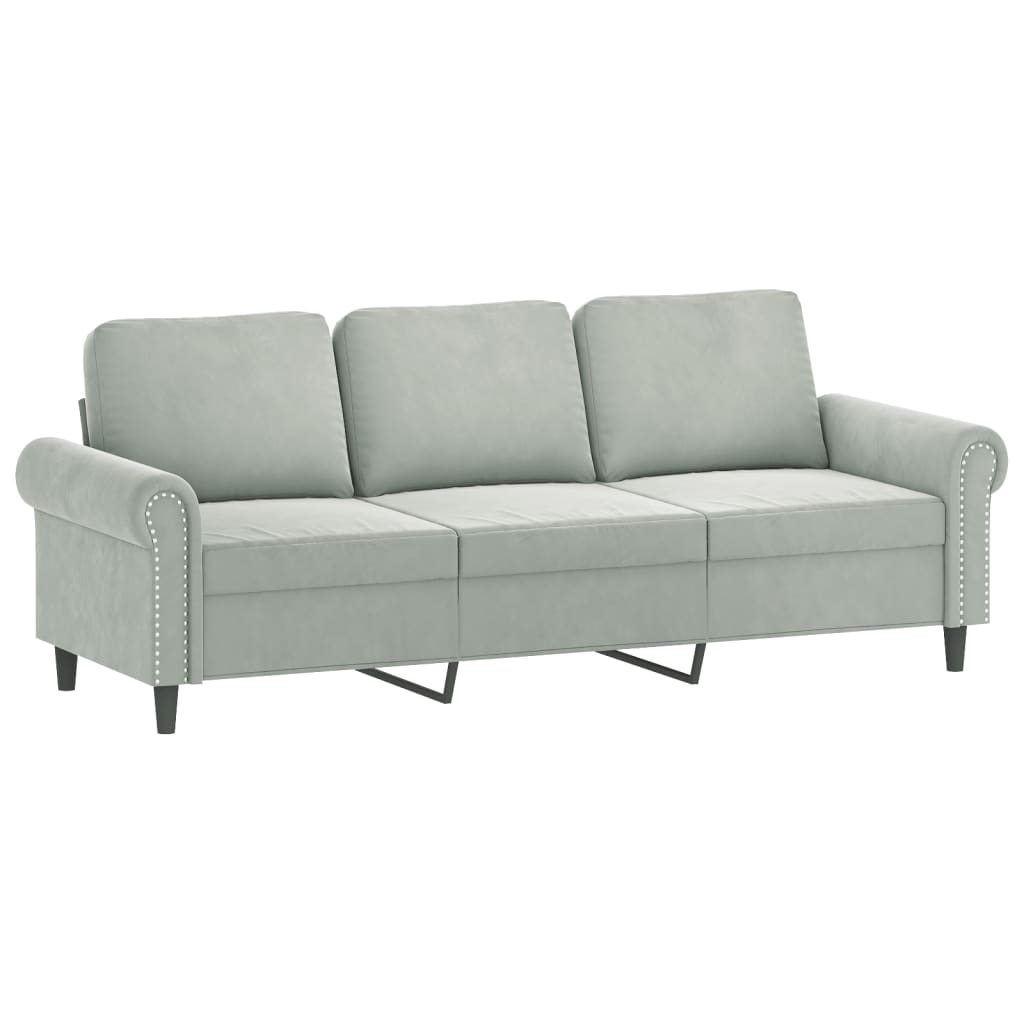Set di Divani 3 pz con Cuscini Grigio Chiaro in Velluto | homemem39