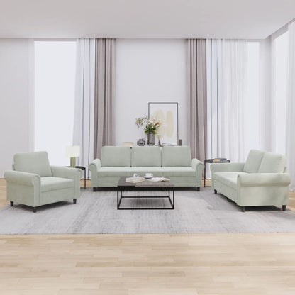 Set di Divani 3 pz con Cuscini Grigio Chiaro in Velluto | homemem39