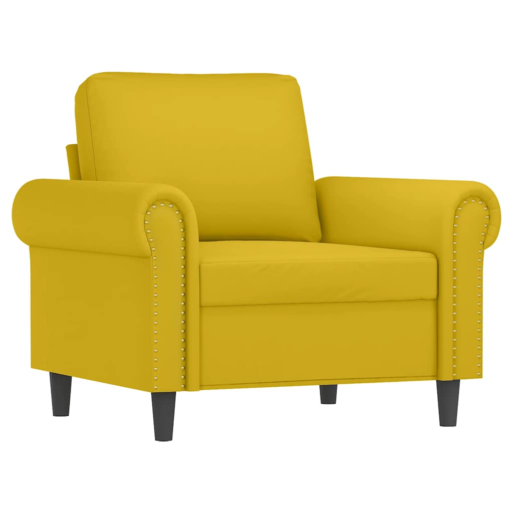 Set di Divani 3 pz con Cuscini giallo in Velluto | homemem39