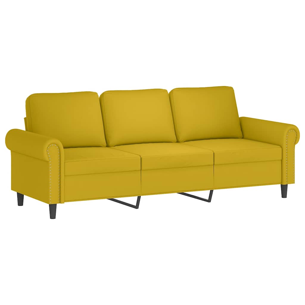 Set di Divani 3 pz con Cuscini giallo in Velluto | homemem39