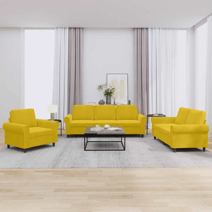 Set di Divani 3 pz con Cuscini giallo in Velluto
