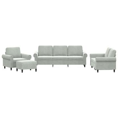 Set di Divani 4 pz con Cuscini Grigio Chiaro in Velluto | homemem39
