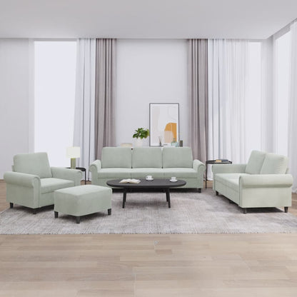 Set di Divani 4 pz con Cuscini Grigio Chiaro in Velluto | homemem39