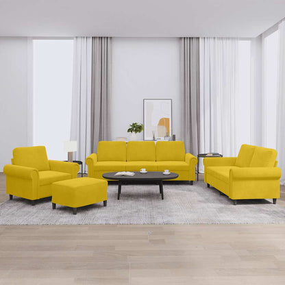 Set di Divani 4 pz con Cuscini giallo in Velluto