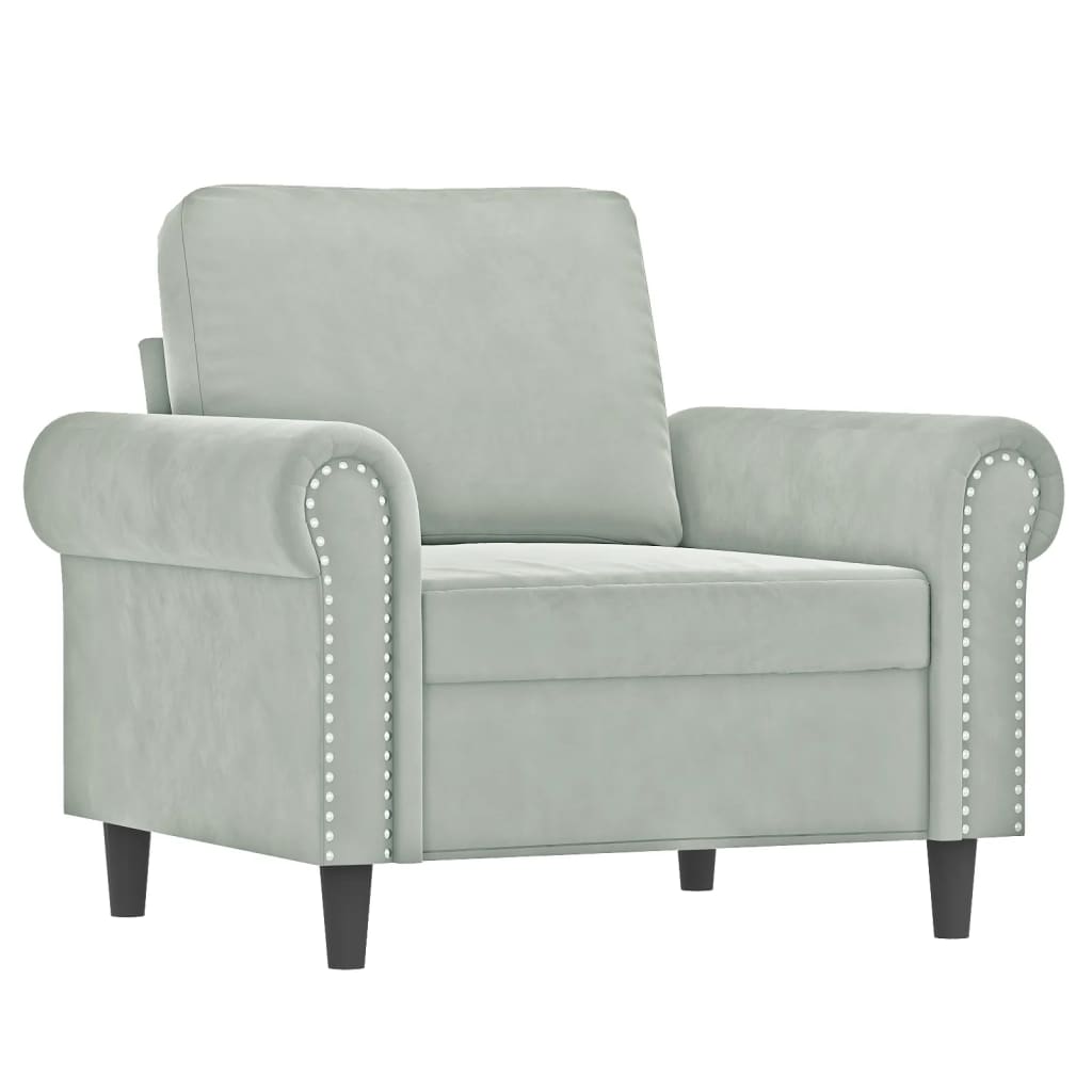 Set di Divani 3 pz con Cuscini Grigio Chiaro in Velluto | homemem39