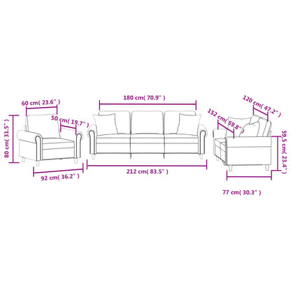 Set di Divani 3 pz con Cuscini Grigio Chiaro in Velluto | homemem39