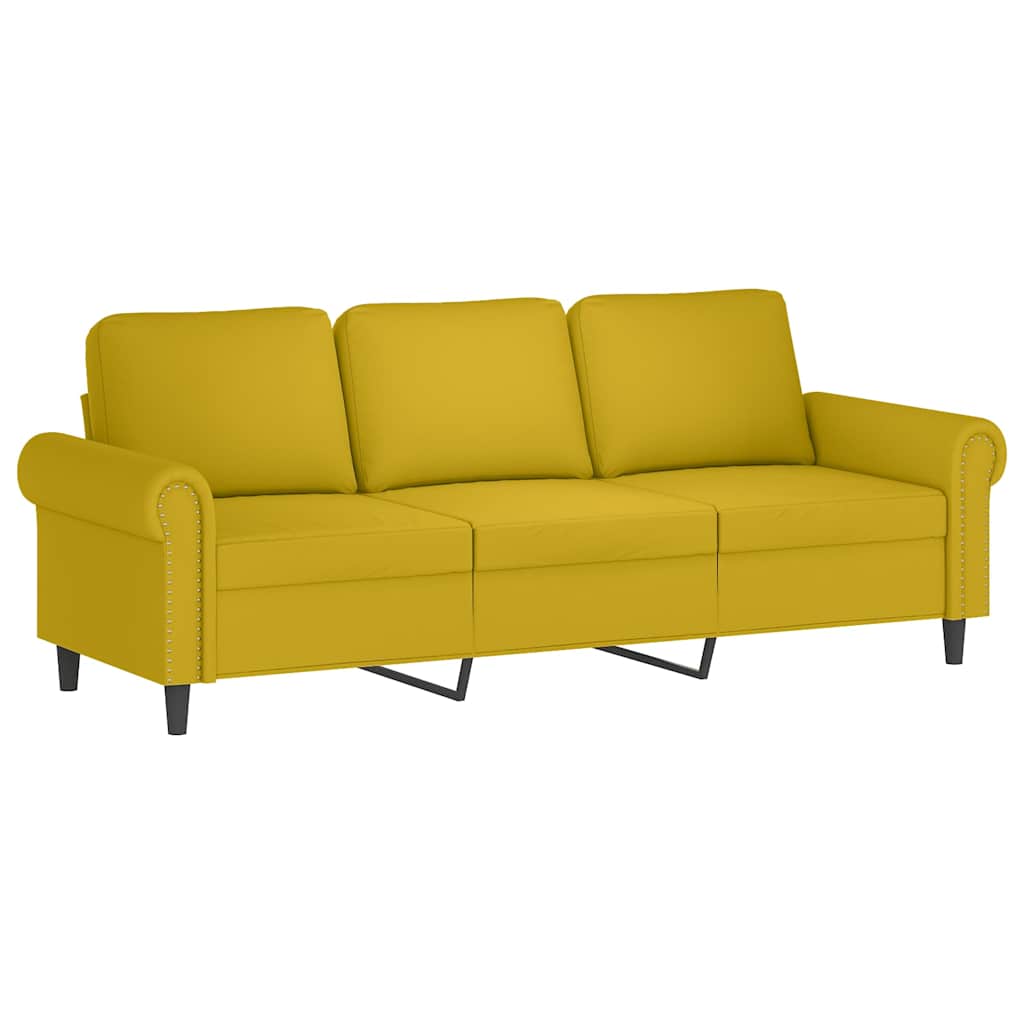 Set di Divani 3 pz con Cuscini Giallo in Velluto | homemem39
