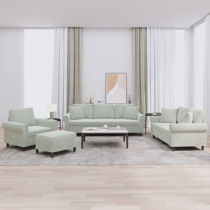 Set di Divani 4 pz con Cuscini Grigio Chiaro in Velluto | homemem39