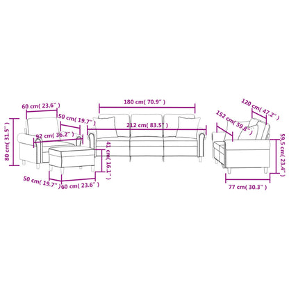 Set di Divani 4 pz con Cuscini Grigio Scuro in Velluto