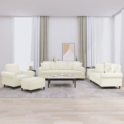 Set di Divani 4 pz con Cuscini Crema in Velluto | homemem39