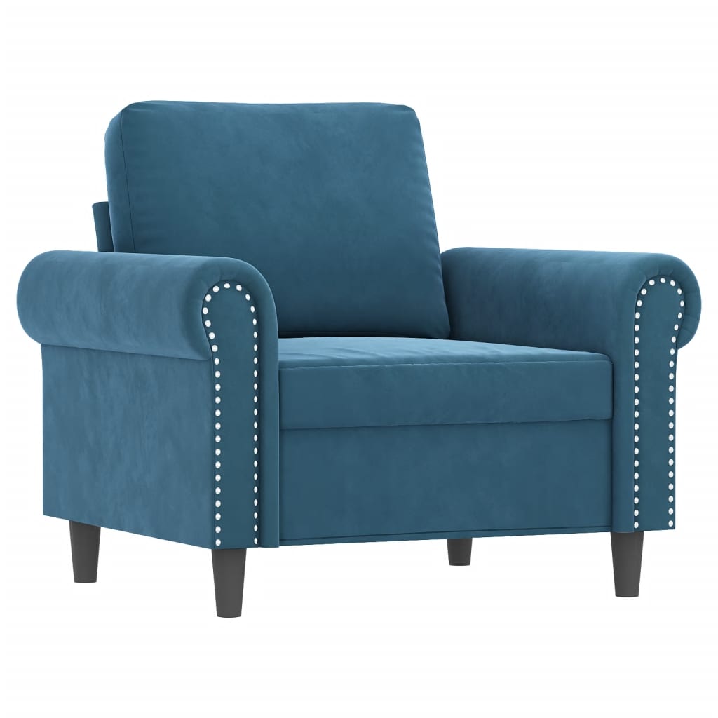 Set di Divani 4 pz con Cuscini Blu in Velluto | homemem39