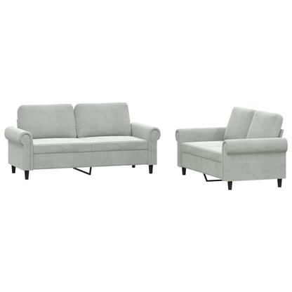 Set di Divani 2 pz con Cuscini Grigio Chiaro in Velluto | homemem39