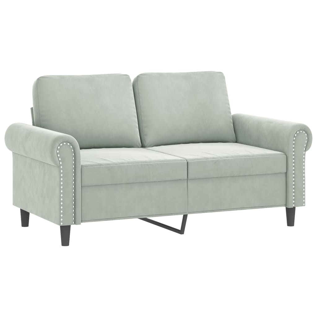 Set di Divani 2 pz con Cuscini Grigio Chiaro in Velluto | homemem39