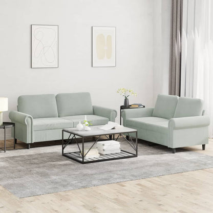 Set di Divani 2 pz con Cuscini Grigio Chiaro in Velluto | homemem39