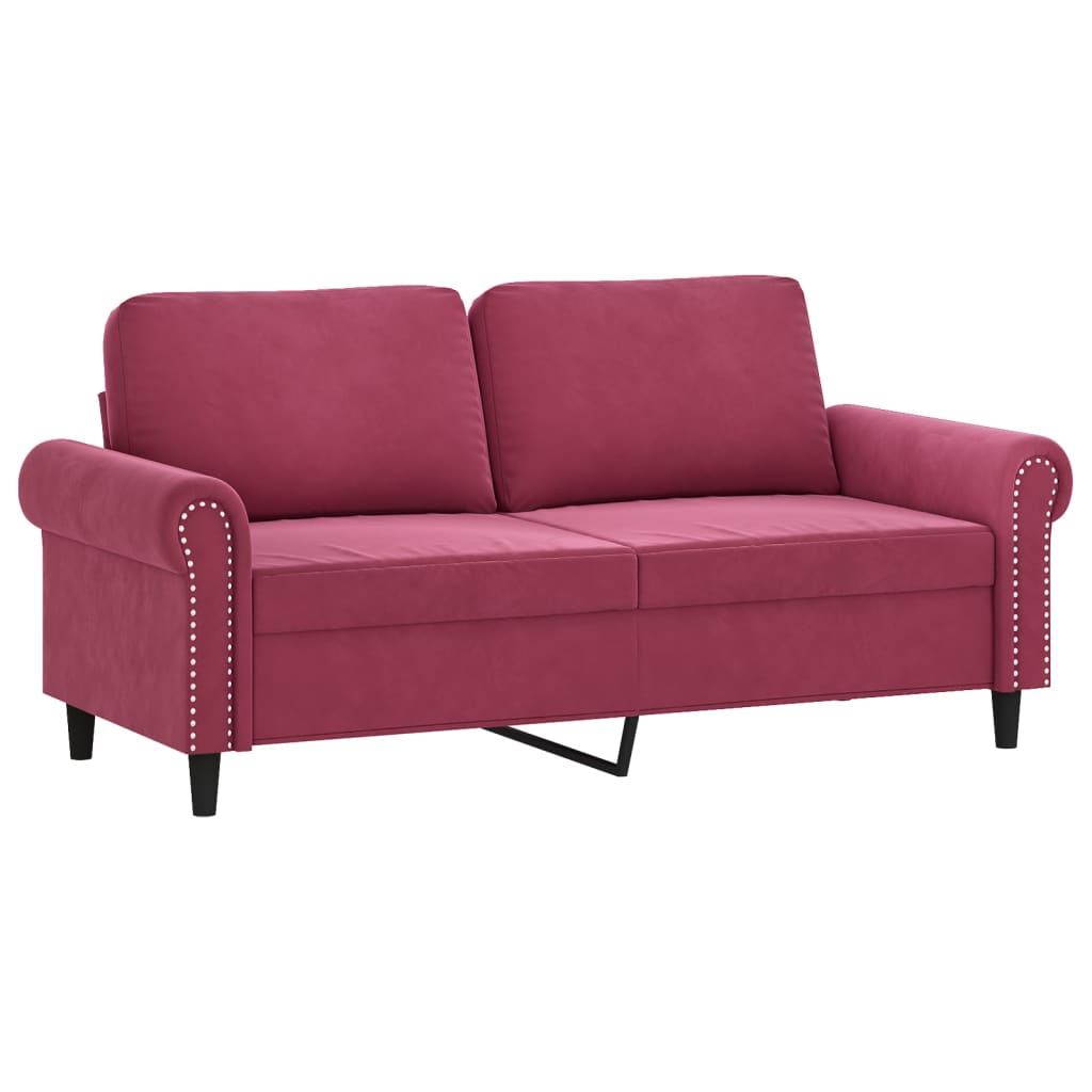 Set di Divani 2 pz con Cuscini Rosso Vino in Velluto | homemem39
