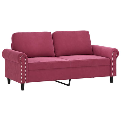 Set di Divani 2 pz con Cuscini Rosso Vino in Velluto | homemem39